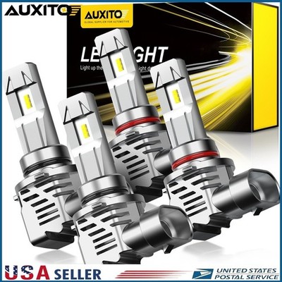 4X AUXITO 9005 9006 LED Headlight Kit Bulbs Hi Low Beam White Lamp High Power H
