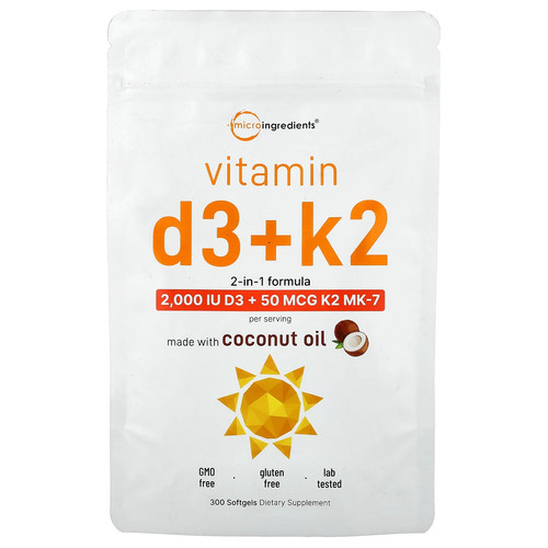 Vitamin D3 + K2, 300 Softgels