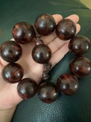 25mm Rare Hainan Huanghuali Wood Bracelet 10-Bead Statement Mala Dalbergia gift