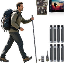 H2 Survive Tactical Walking Stick Multi Tool 7-In-1 Survival Hiking Staff, Adj