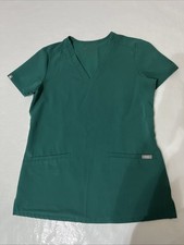 FIGS Technical Collection Scrub Top Women's Small Green V-Neck Pocket FW1100