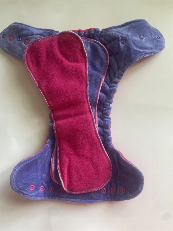 2 pañales reutilizables Good Mama Night terciopelo bambú magenta y púrpura  Foto 3 de 4