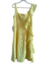 NWOT Kay Unger Sammy Lemon Verbena Floral Lace Tea Length Dress Size 14