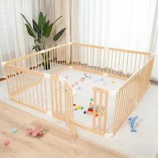 Extra Large Wooden Baby Playpen Baby Playard Area Indoor Non-Fold 73"x73"
