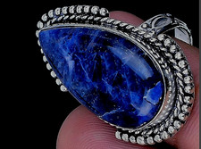 Sodalite 925 Silver Plated Handmade Ring Size 8 - 