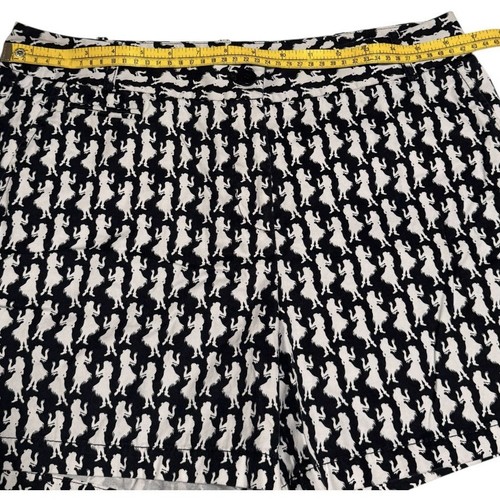 Talbots Bermuda Shorts Sz 10 Black White Hula Girl Print Flat Front EUC - Picture 6 of 7