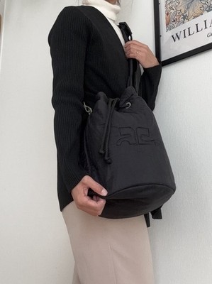 Courreges Black Nylon Drawstring Bag Logo Y2K Vintage Rare | eBay