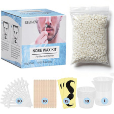 Nose Hair Wax Kit   100G Nose Wax  20 Applicators  15 Mustache Guards  10 Pap