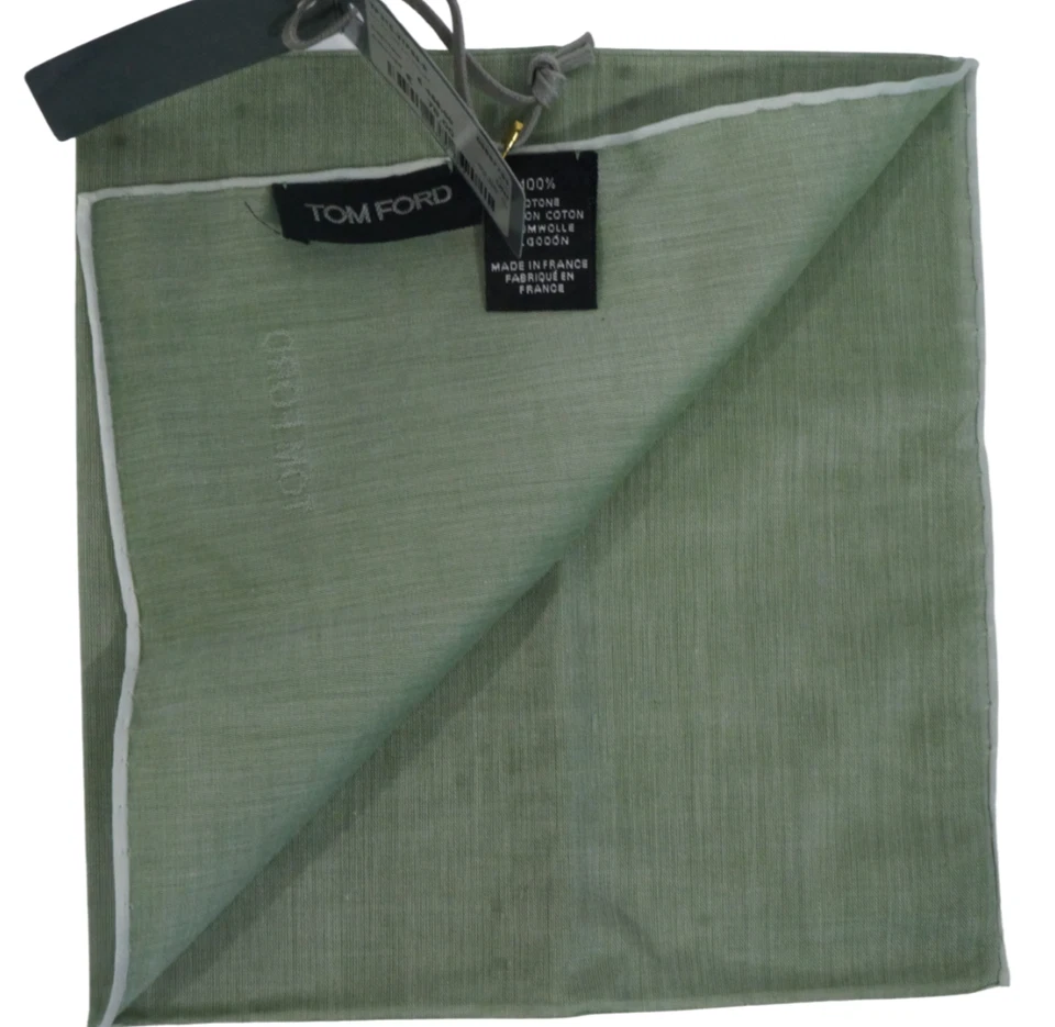 New $180 TOM FORD Gray Solid Cotton Pocket Square France 15" - Image 2 of 3