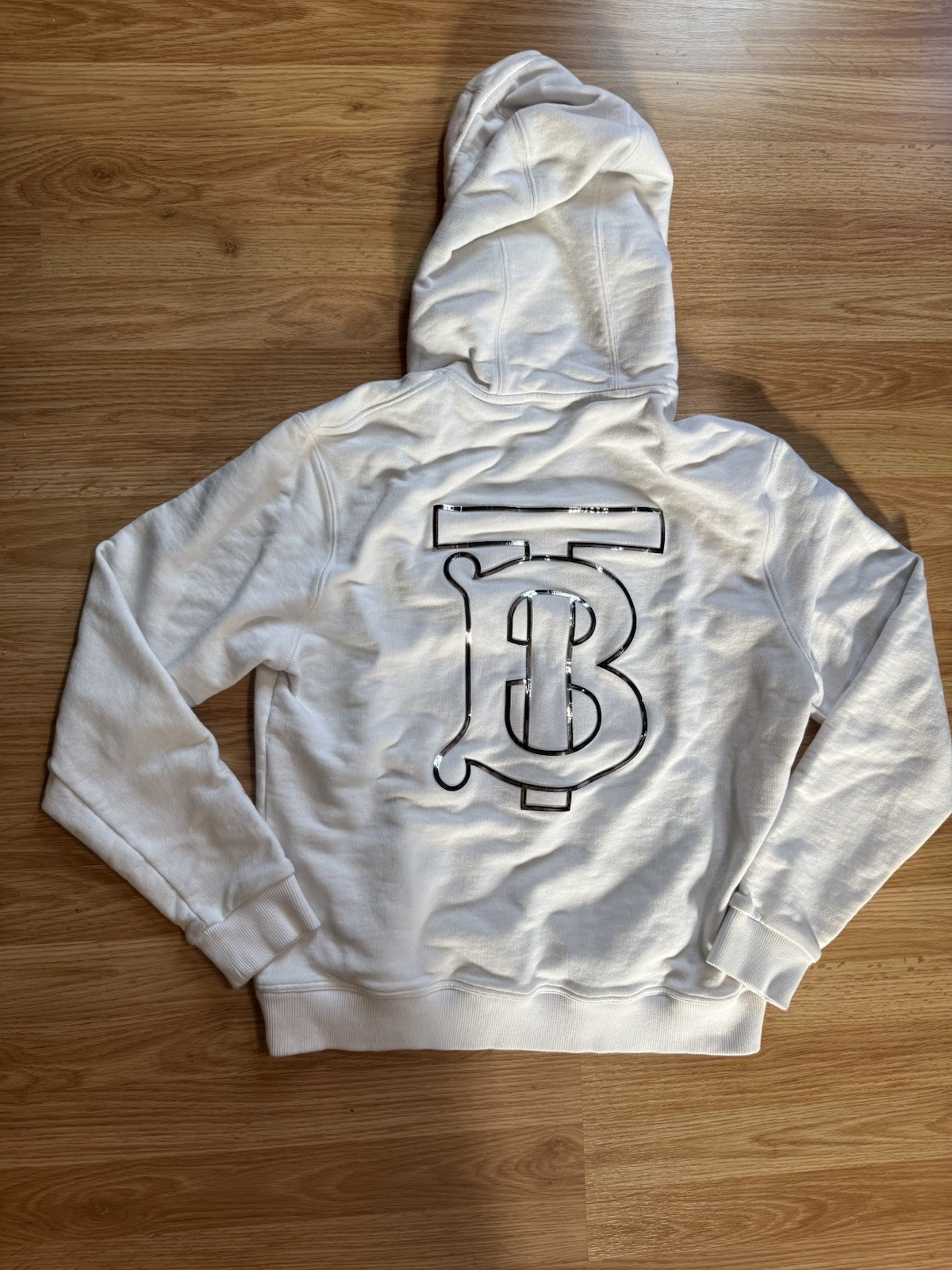 Medium Burberry White Hooded Pullover Sweatshirt … - image 1