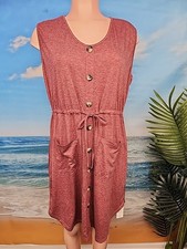 NWT Cupshe Women's Cami Cover Up Dress Powder Maroon Size Extra Large  Button 