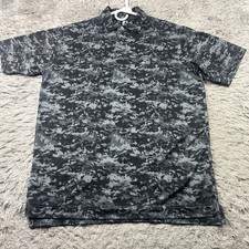 Footjoy Polo Shirt Short Sleeve FJ Logo Medium Camo Patterned Camouflage Black