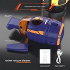 Orange and Blue Rocket Desktop Vacuum Cleaner - USB Rechargeable, 500mAh Battery