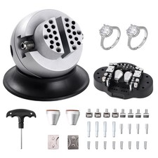 VEVOR Ball Vise, 3" Engraving Setting Tool, 3 Inch-30 pcs attachment, Silver 