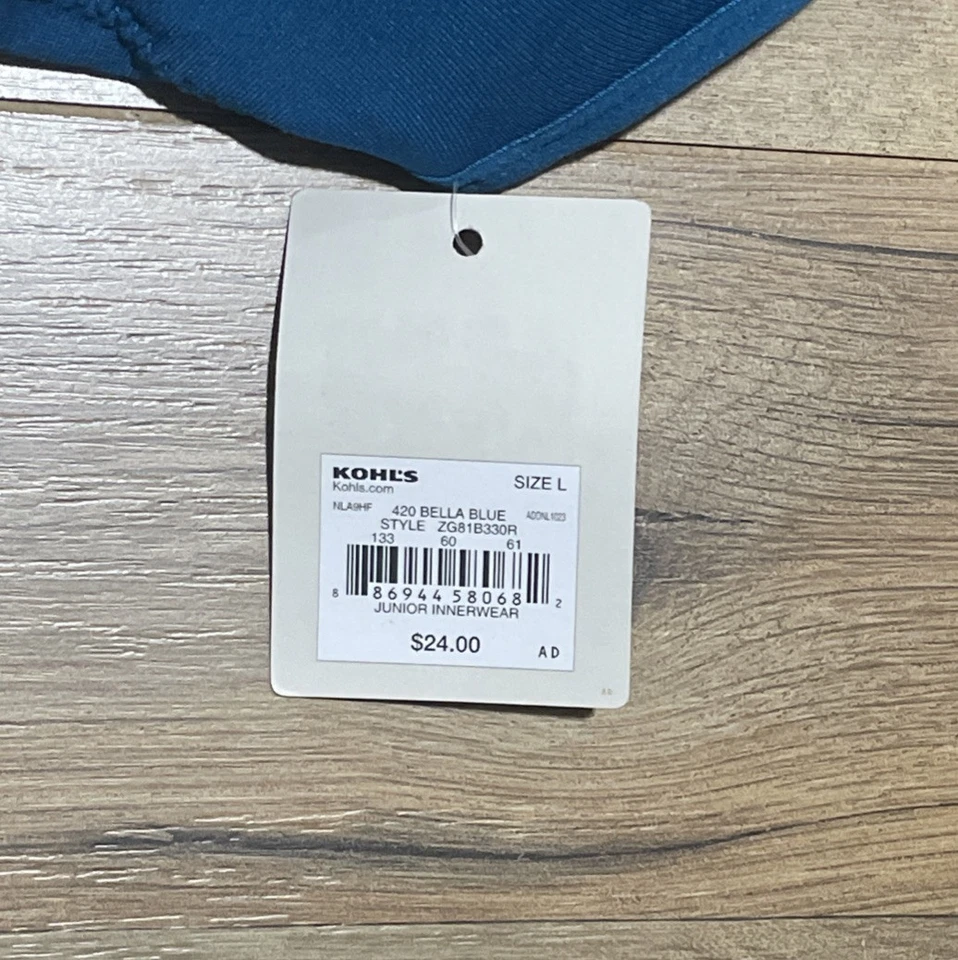 Sujetador Kohls SO Talla L Junior Ropa Interior Azul Bella Ligeramente Acolchado Love Nuevo con Etiquetas Foto 3 de 4