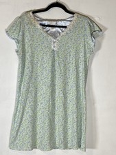 Vintage Floral Nightgown Cottagecore Grandmacore Lace Trim Blue Green L