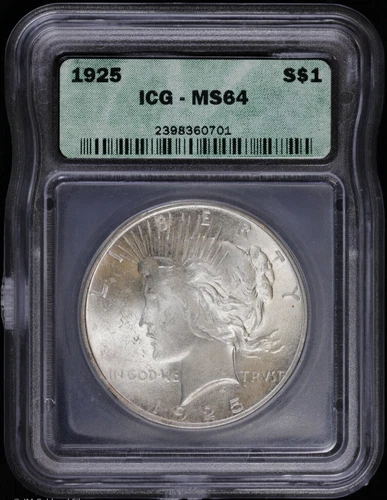 1925-P $1 Peace Silver Dollar ICG MS 64 | Uncirculated UNC BU
