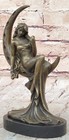 Bronze Sculpture Sexy Maiden Sitting on Moon Bronze Sculpture Decor Sale