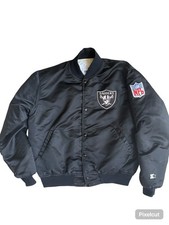 Vintage Oakland Raiders Jacket Men Large Satin Bomber Varsity Starter 90s NWA