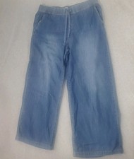 Nine West Jeans Wide Leg Pants Womens XL Blue Chambray Boho Baggy Tracel Chic