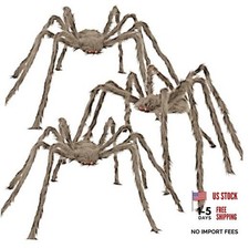 Halloween Giant Brown Spider 3 Pack 5Ft 4Ft 3.2Ft 3 Pack Brown Spiders Yellow