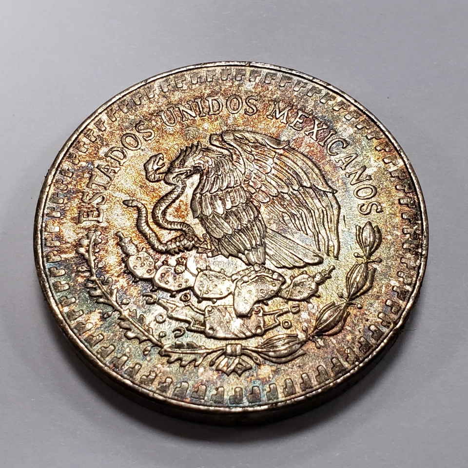 1985 Mo Mexico Libertad Onza 1 oz .999 Silver BU - Rainbow Toning - SKU-U2876 - Image 3 of 4