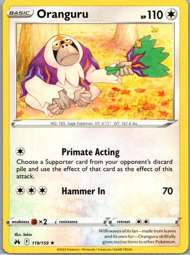 Oranguru 119/159 Rare Crown Zenith Pokemon Near Mint