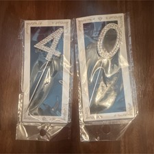 Rhinestone Number 40 Cake Topper Silver 2 Pack Birthday Decoration