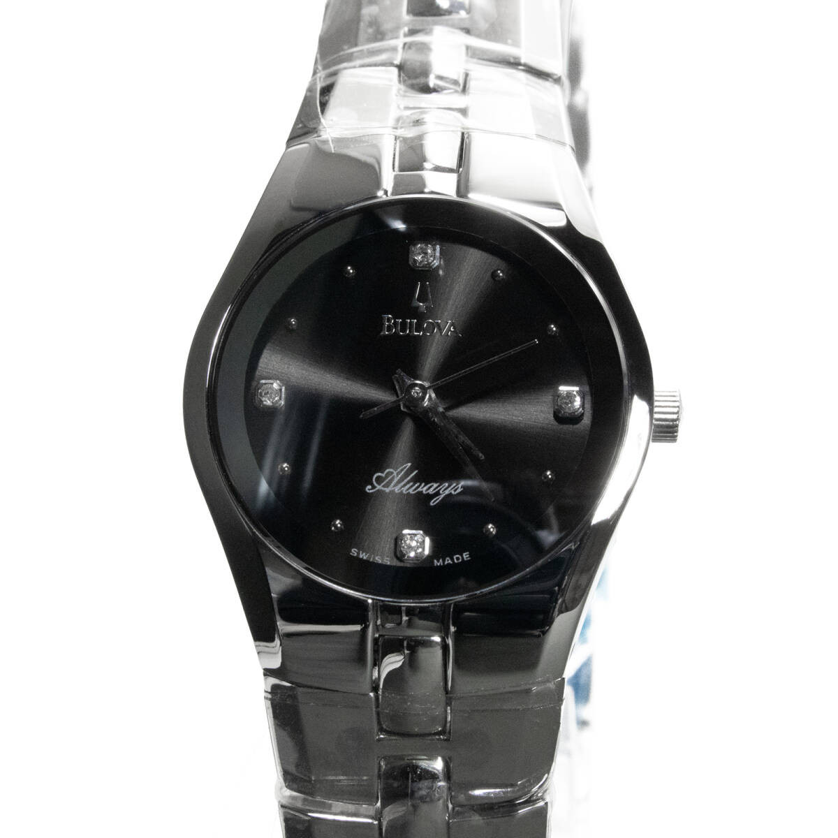 ブローバ 腕時計 新品同様 レディース always ロゴ 4Pダイヤモンド C Bulova Watch Quartz Ladies always B137S Black Silver Logo 4P