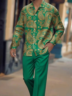 Men's Outfit 2 Piece Set Shirt & Pants Suit PLUS SIZE BIG 6XL
