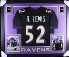 RAY LEWIS (Ravens black SKYLINE) Signed Autographed Framed Jersey JSA 