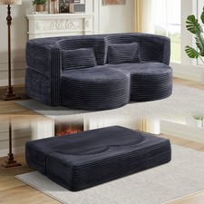 Folding Sofa Bed Floor Sofa Convertible Teddy Bear Fabric Double Sofa for Office