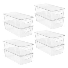 8pcs Clear Organizers and Storage Bins with Lids, Stackable Plastic Storage C...