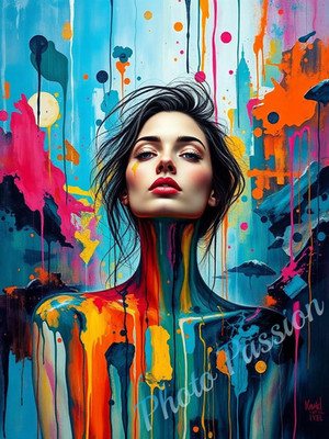 Foto A4 Portrait Frau Street Art Poster Kunstdruck Deko (4031)