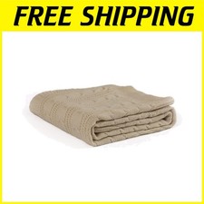 Modern Cable Knit Throw Blanket Taupe 60"x80"