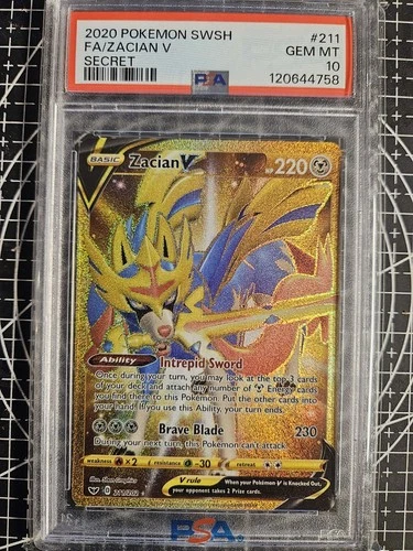 Pokémon TCG Pokémon Zacian V Secret Rare Holo - #211 - PSA 10