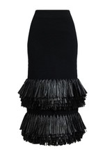 Aje Agave Knit Raffia Midi Skirt | Stretch, Black, Knit, Ribbed, High Waist