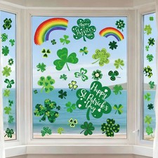 【Rainbow+Shamrock】 St Patricks Day Window Clings Shamrock Window Stickers...