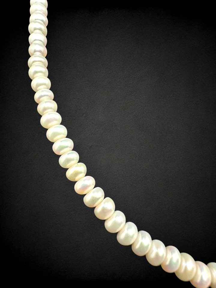 Collar vintage de oro amarillo de 10kt con cuentas de perlas cultivadas de vidrio de 18 pulgadas Foto 4 de 4