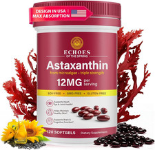 Astaxanthin 12mg Natural Astaxanthin from Haematococcus Pluvialis, Triple Stre