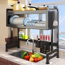 ^ Over The Sink Dish Drying Rack 2 Tier Multifunction Drainer Rack Kitchen Sin ^