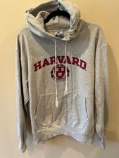Vintage 90s Harvard University Hoodie Sweatshirt Champion Gray USA Sz Large Ivy