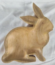 BeHome Mango Wood Easter Bunny Serving Tray Bowl