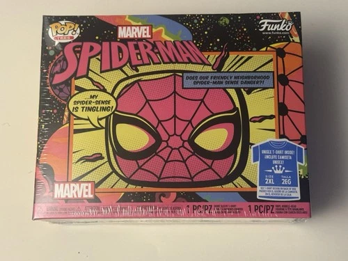 Funko Pop! Marvel - Spider-Man (Blacklight) #652 Pop & Tee (2XL) Bundle