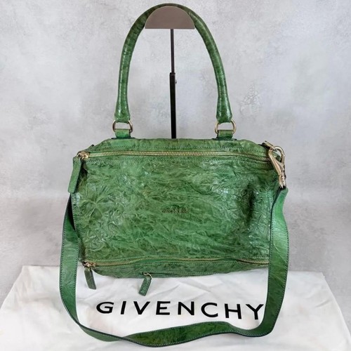 Givenchy Pandora Bag Green Leather Shoulder Handbag 30cm x 33cm Vintage