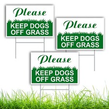 3-Pack Keep Dogs Off Lawn Sign 6"x9" Double-Sided Stay Off Grass Yard Sign