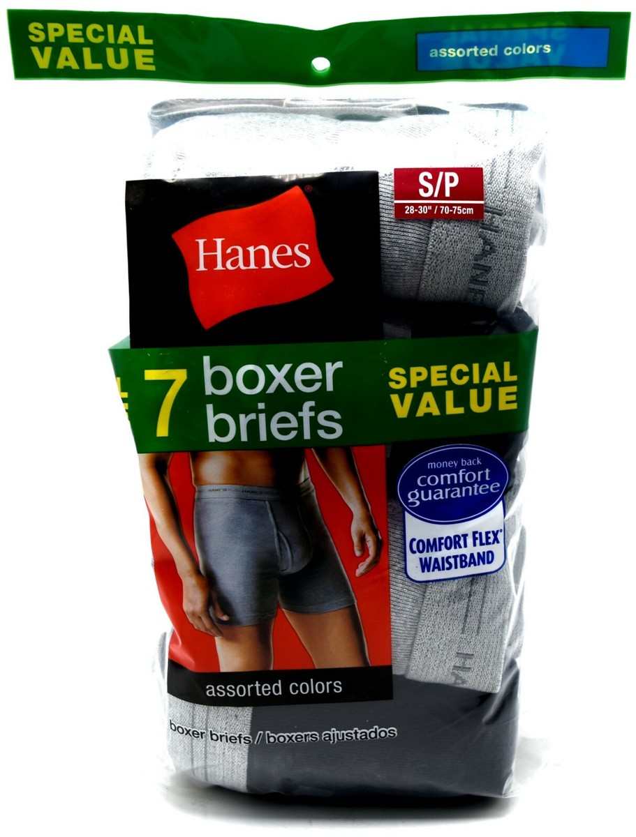 7 Hanes Black Gray Small S 28-30 Inch Comfort Flex Boxer Briefs P