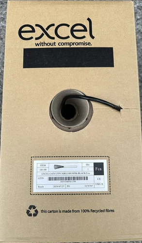 Excel Cat6 Black ( External) 305m Solid Copper- Part Number 100-100