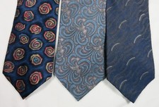 XMI Platinum Silk Ties Swirls Stripes Circles Blue Gray NWT Set Of 3