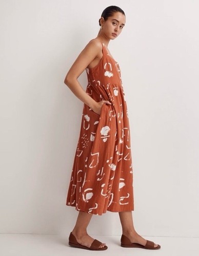 Madewell x Caroline Z Hurley Tank Midi Dress Abstract Alpha Artist Collab XXS - Picture 3 of 7